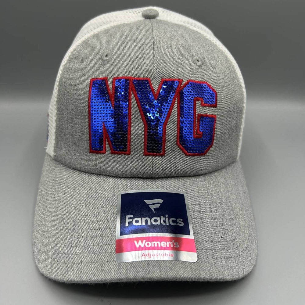 New York Giants Trucker Hat Women Gray Sequin Fanatics Snap Back Cap Cotton New